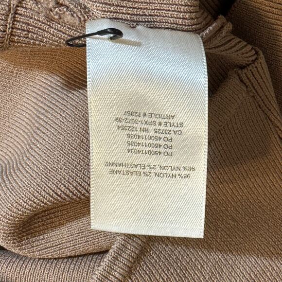 Babaton Faux Wrap Cross Front Cropped Tan Neutral Stretchy Shirt Top Size Small - Picture 6 of 7